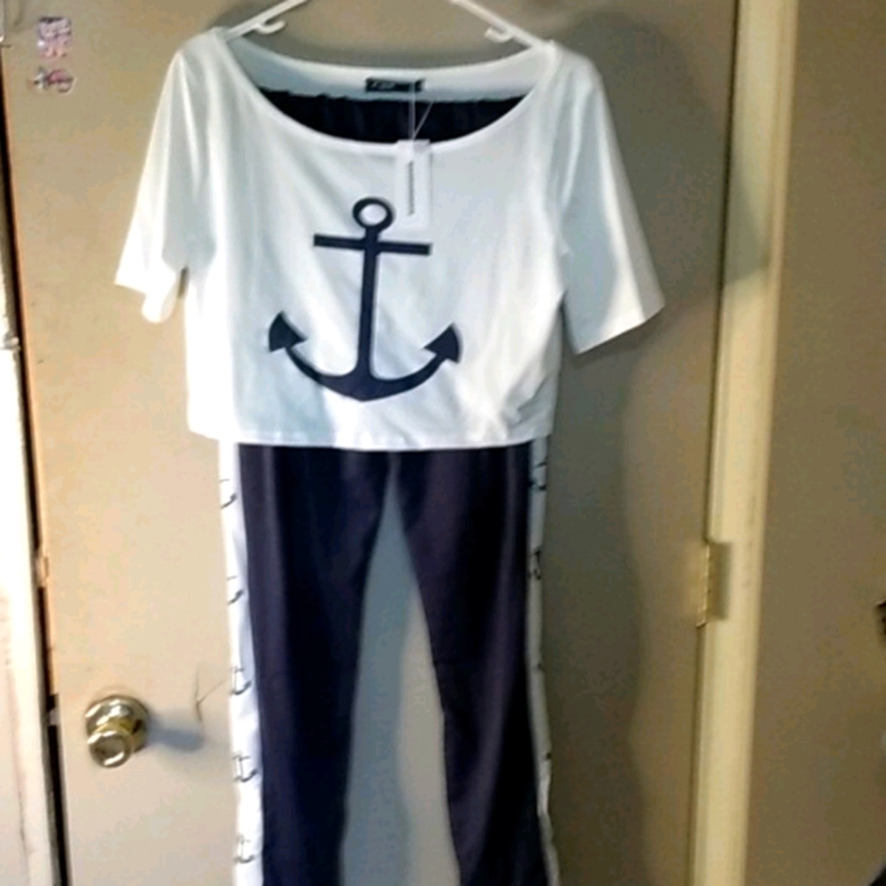 And women's cute summer anchor matching set
